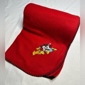 Disney Parks Kids Mickey & Minnie Souvenir Fleece Throw Blanket Red NWOT